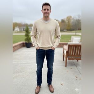 Callaway Golf Men’s Ribbed Sweater cream size large